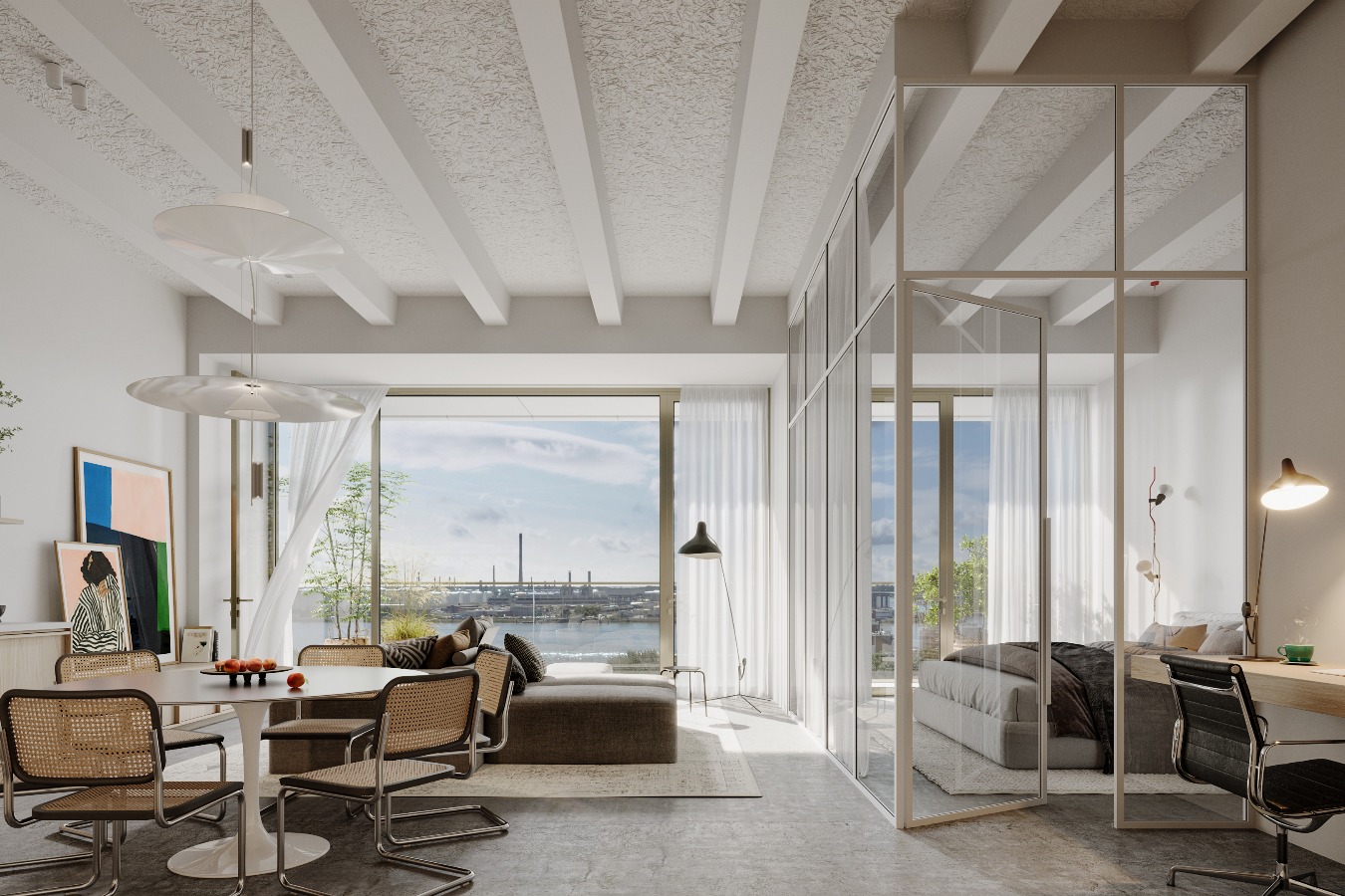 Artist impression interieur loft in het LAB-gebouw