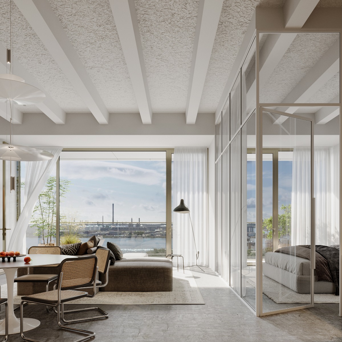 Artist impression interieur loft in het LAB-gebouw